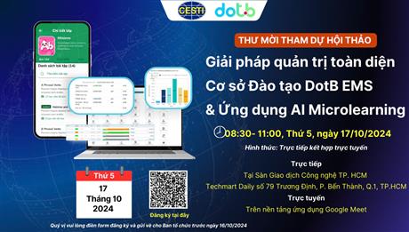 Mời tham dự hội thảo giới thiệu "Giải pháp quản trị toàn diện Cơ sở Đào tạo DOTB EMS và ứng dụng Microlearning"